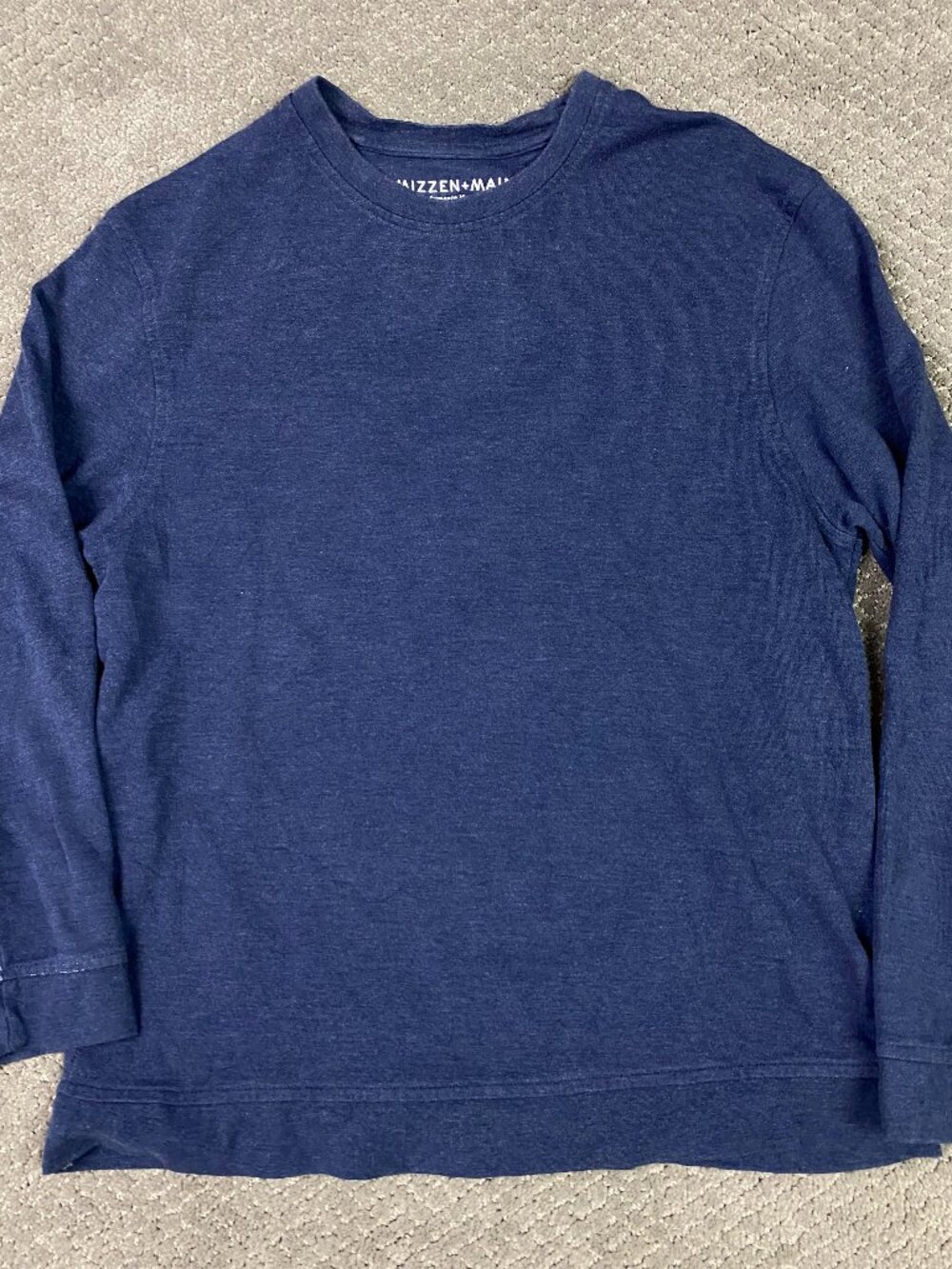 Mizzen + Main Performance  Wear Crewneck Sweatshirt Men's Short Medium Blue